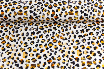 Stoffpaket Jersey + Bündchen Jersey mit Leo Print, Fräulein von Julie, weiß, ocker